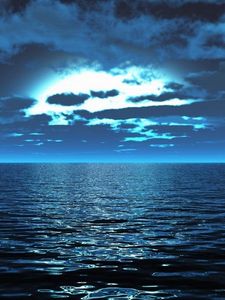 Preview wallpaper sea, surface, calm, smooth surface, light, night
