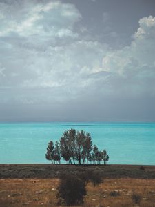 Preview wallpaper sea, trees, clouds, horizon, armenia