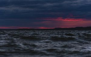 Preview wallpaper sea, twilight, horizon, waves, clouds, evening, dark