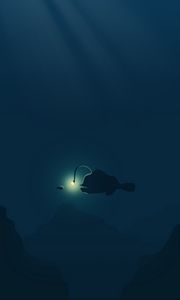 Preview wallpaper sea, under water, water, depth, fish, lantern, art