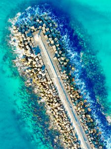 Preview wallpaper sea, view from above, pier, stones, australia