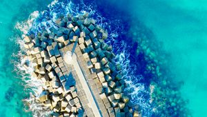 Preview wallpaper sea, view from above, pier, stones, australia