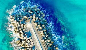 Preview wallpaper sea, view from above, pier, stones, australia