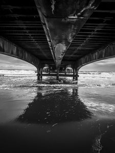 Preview wallpaper sea, water, bridge, bw