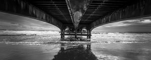 Preview wallpaper sea, water, bridge, bw