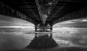 Preview wallpaper sea, water, bridge, bw