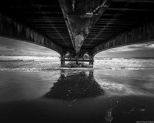 Preview wallpaper sea, water, bridge, bw
