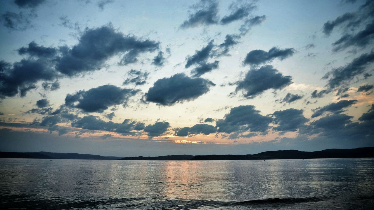 Wallpaper sea, water, clouds, landscape, twilight