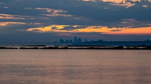 Preview wallpaper sea, water, clouds, horizon, twilight, landscape