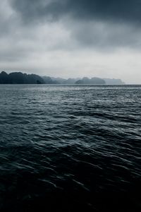 Preview wallpaper sea, water, fog, clouds, gloomy