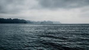 Preview wallpaper sea, water, fog, clouds, gloomy