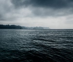 Preview wallpaper sea, water, fog, clouds, gloomy