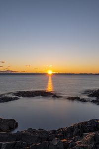 Preview wallpaper sea, water, horizon, sun, sunset, nature