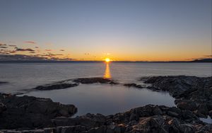 Preview wallpaper sea, water, horizon, sun, sunset, nature