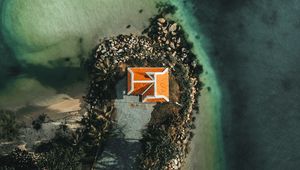 Preview wallpaper sea, water, island, house, aerial view