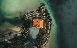 Preview wallpaper sea, water, island, house, aerial view
