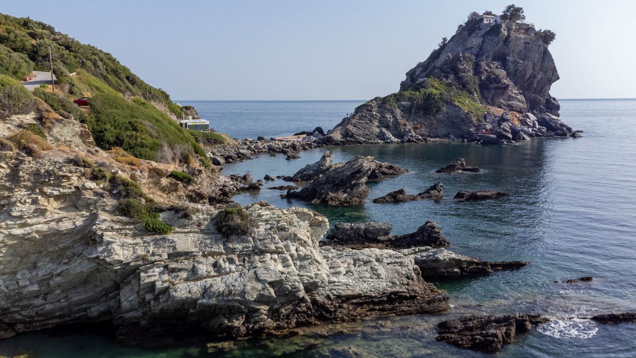 Wallpaper sea, water, rocks, landscape, aerial view