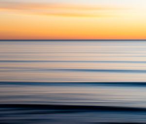 Preview wallpaper sea, water, sky, horizon, long exposure, blur