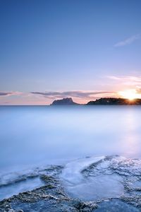 Preview wallpaper sea, water smooth surface, decline, sun