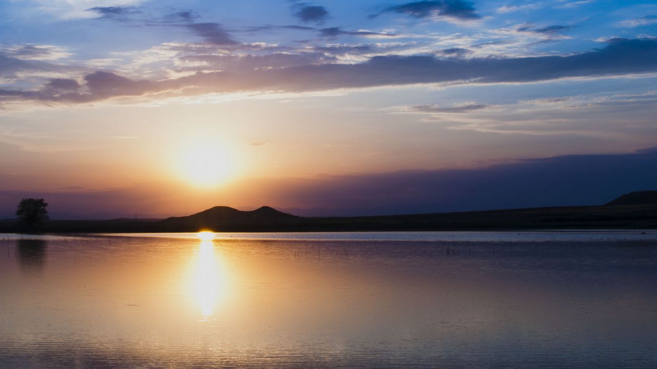 Wallpaper sea, water, sun, reflection, twilight