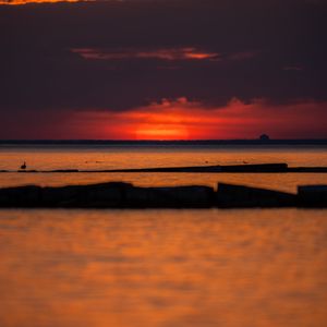Preview wallpaper sea, water, sunset, dark