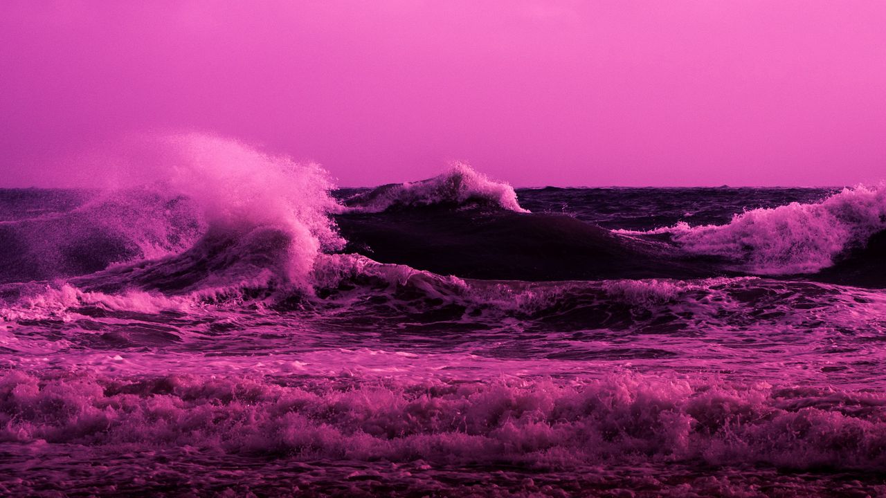 Wallpaper sea, water, waves, pink