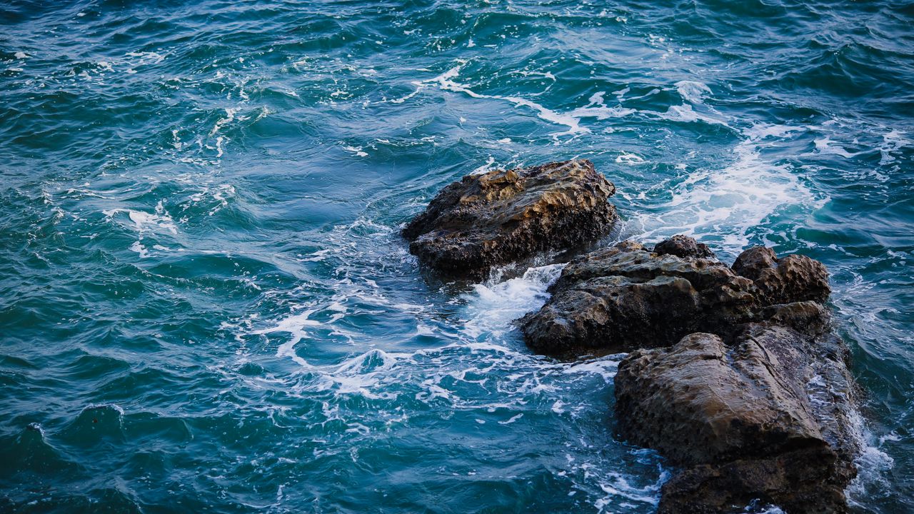Wallpaper sea, water, waves, stones