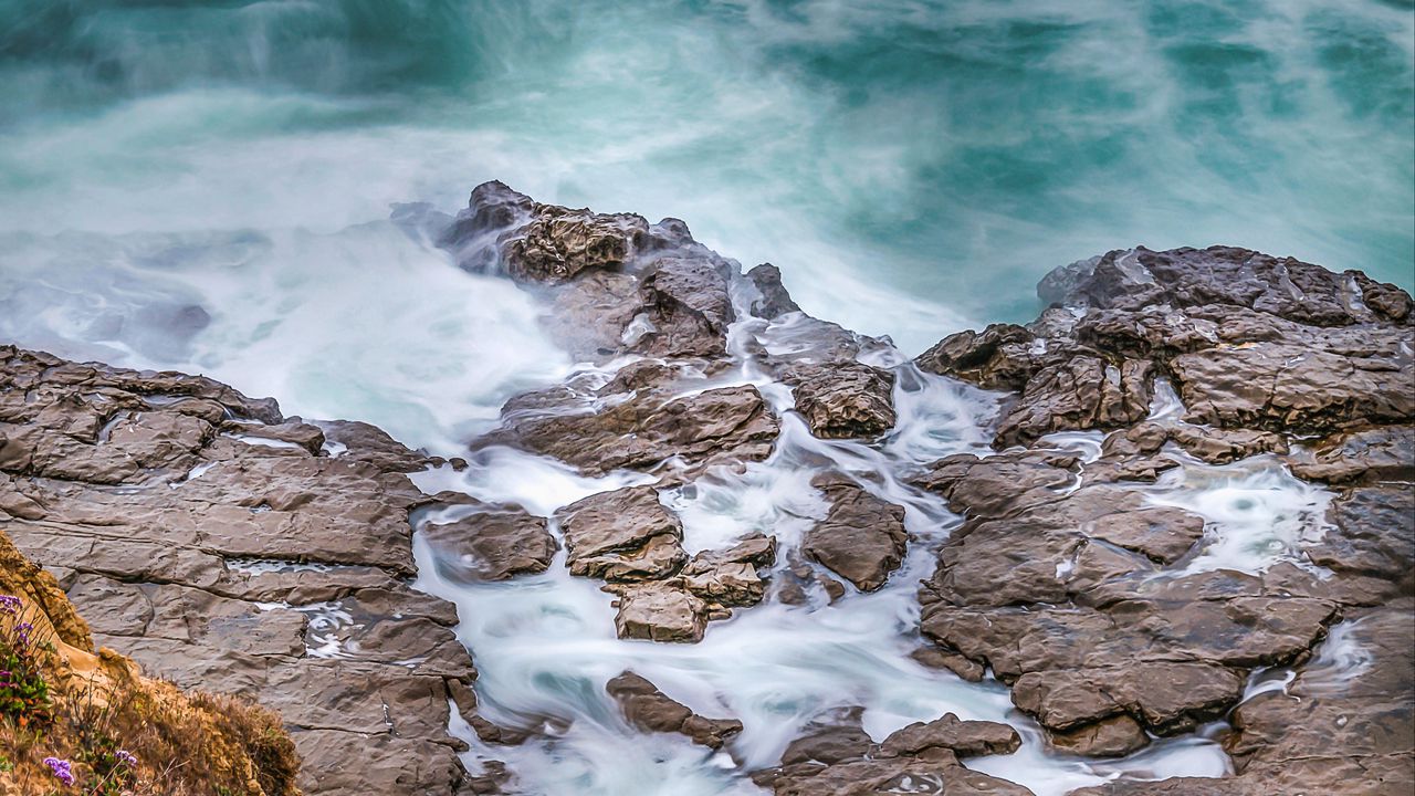 Wallpaper sea, water, waves, rocks