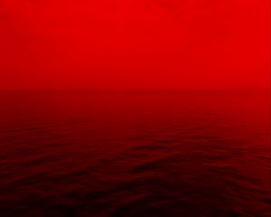 Preview wallpaper sea, water, waves, fog, red