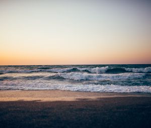 Preview wallpaper sea, water, waves, beach, twilight