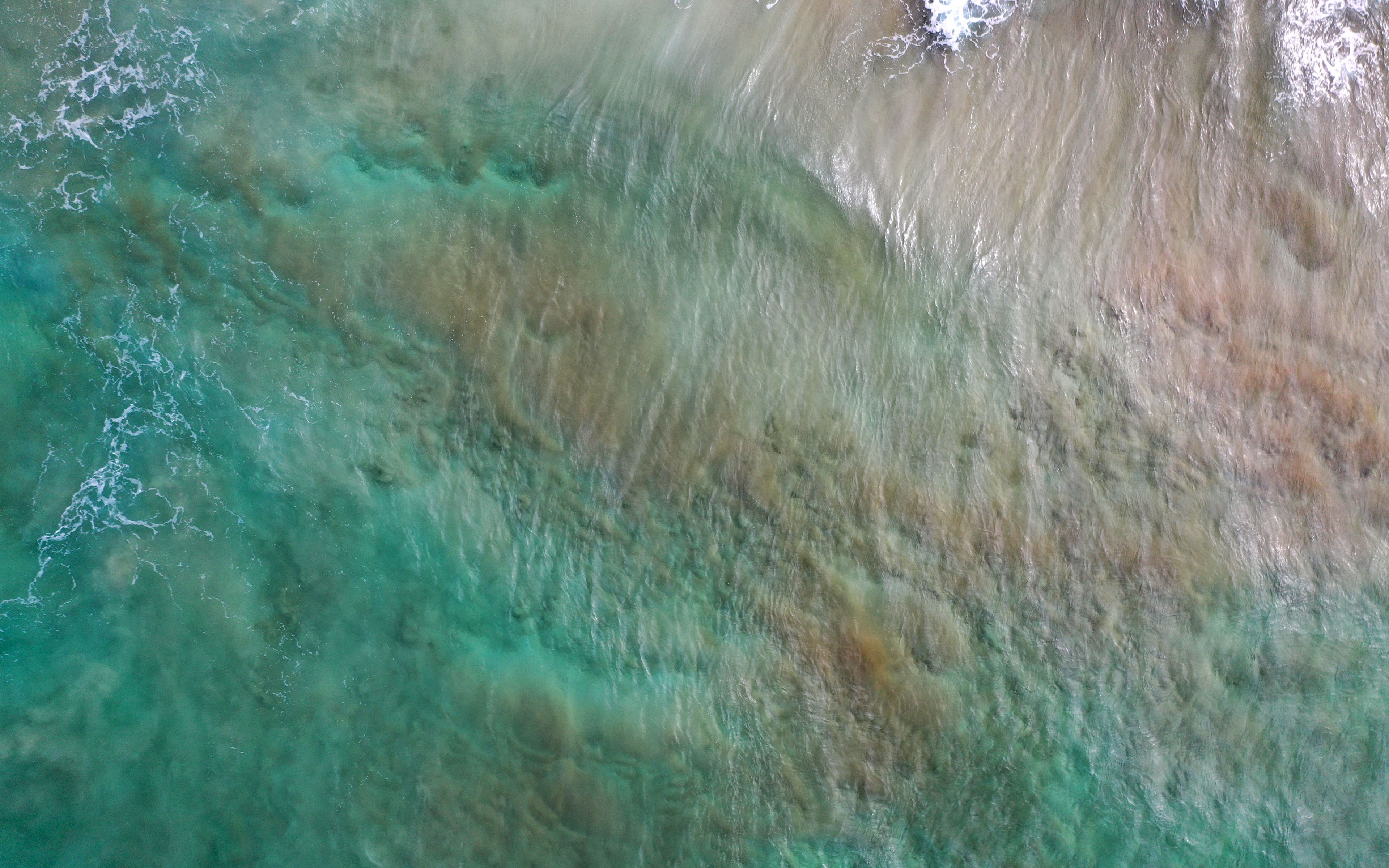 Download Wallpaper 3840x2400 Sea Water Waves Blue Aerial View 4k