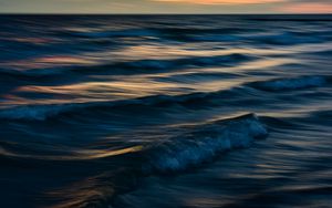 Preview wallpaper sea, water, waves, sunset