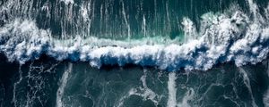 Preview wallpaper sea, wave, aerial view, water, surf