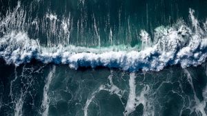 Preview wallpaper sea, wave, aerial view, water, surf