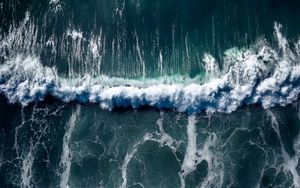 Preview wallpaper sea, wave, aerial view, water, surf