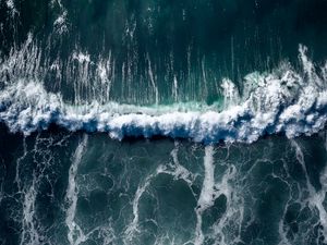 Preview wallpaper sea, wave, aerial view, water, surf