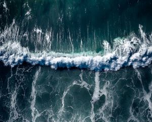 Preview wallpaper sea, wave, aerial view, water, surf