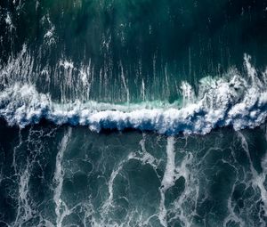 Preview wallpaper sea, wave, aerial view, water, surf