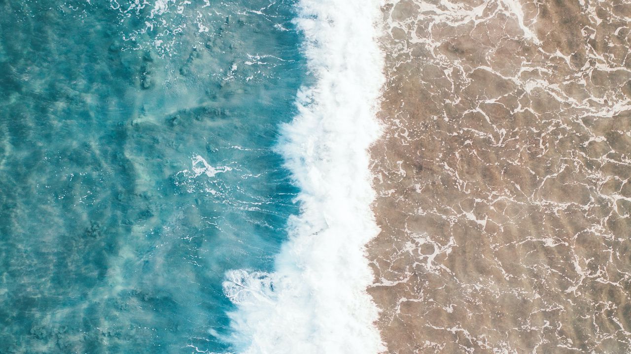Wallpaper sea, wave, aerial view, water, sand