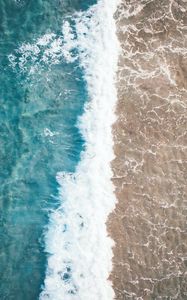 Preview wallpaper sea, wave, aerial view, water, sand