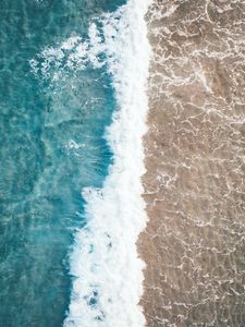 Preview wallpaper sea, wave, aerial view, water, sand