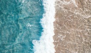 Preview wallpaper sea, wave, aerial view, water, sand