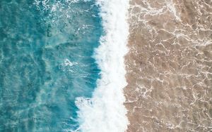 Preview wallpaper sea, wave, aerial view, water, sand