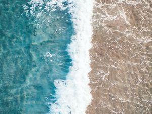 Preview wallpaper sea, wave, aerial view, water, sand