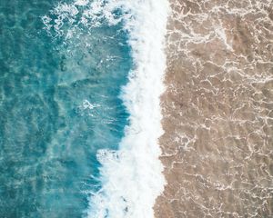 Preview wallpaper sea, wave, aerial view, water, sand
