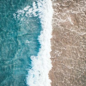 Preview wallpaper sea, wave, aerial view, water, sand