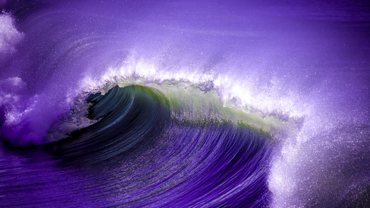 Wallpaper sea, wave, nature, purple