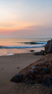 Preview wallpaper sea, wave, shore, sand, stones