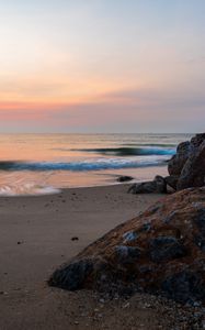 Preview wallpaper sea, wave, shore, sand, stones