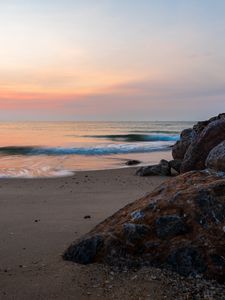 Preview wallpaper sea, wave, shore, sand, stones